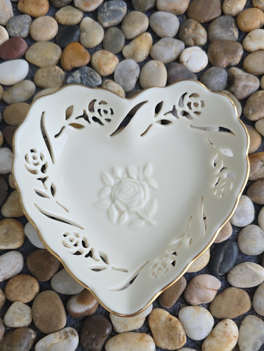 Vintage Lenox Cream and 24k Gold Heart-Shaped Decorative Dish
